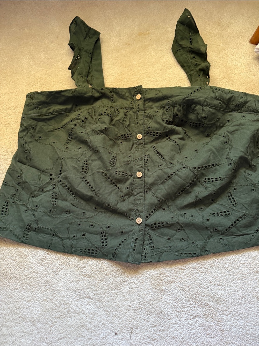 LC Lauren Conrad Dark Green Eyelet Button-Front Camisole